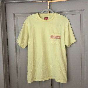 Pale yellow Supreme Mesh Logo Tee